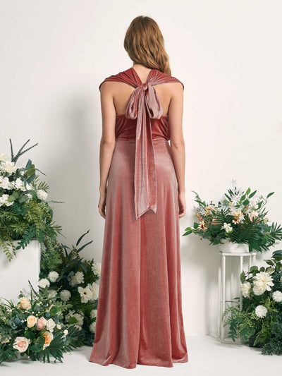 Carlyna Prima Convertible Dusty Rose Velvet Bridesmaid Dress Maxi Sleeveless Straight Dress #color_dusty-rose