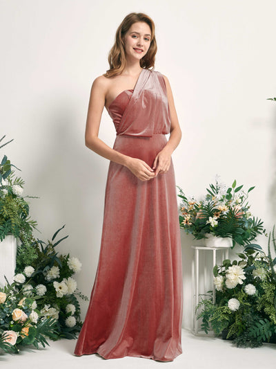 Carlyna Prima Convertible Dusty Rose Velvet Bridesmaid Dress Maxi Sleeveless Straight Dress #color_dusty-rose