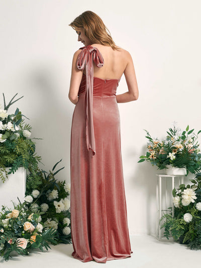 Carlyna Prima Convertible Dusty Rose Velvet Bridesmaid Dress Maxi Sleeveless Straight Dress #color_dusty-rose