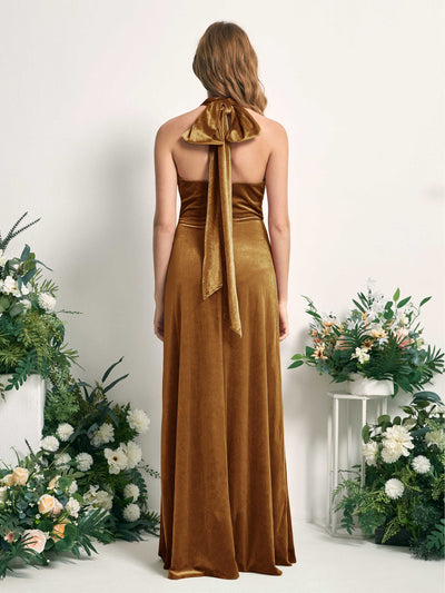 Carlyna Prima Convertible Burnished Gold Velvet Bridesmaid Dress Maxi Sleeveless Straight Dress #color_burnished-gold