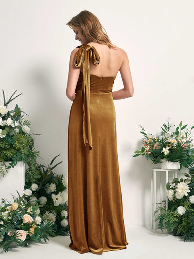 Carlyna Prima Convertible Burnished Gold Velvet Bridesmaid Dress Maxi Sleeveless Straight Dress #color_burnished-gold