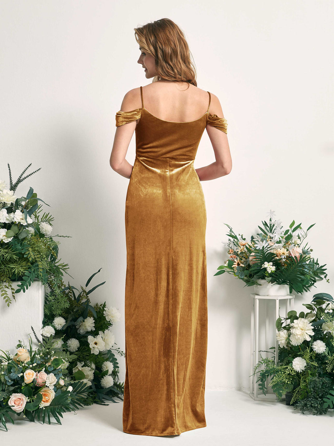 Carlyna Burnished Gold Bridesmaid Dresses UK | Elegant Velvet Gowns | Free  Delivery  Carlyna UK