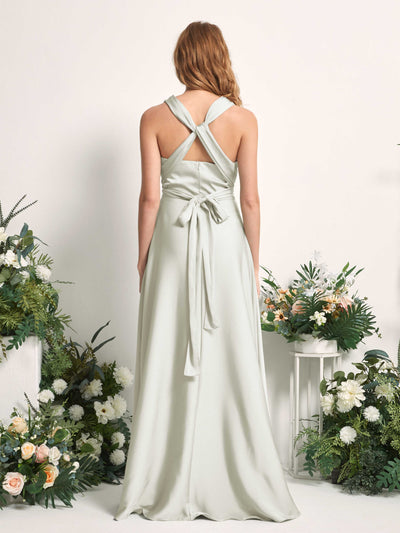 Carlyna Mirabelle Convertible Ivory Satin Bridesmaid Dress Maxi Sleeveless Sweetheart Dress #color_ivory