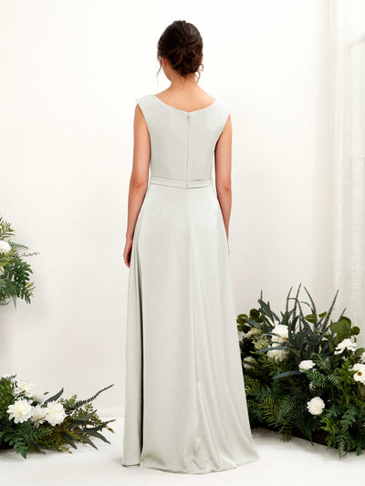 Carlyna Irma A-Line Ivory Satin Bridesmaid Dress Maxi Sleeveless Cowl Neck Dress Back View #color_ivory
