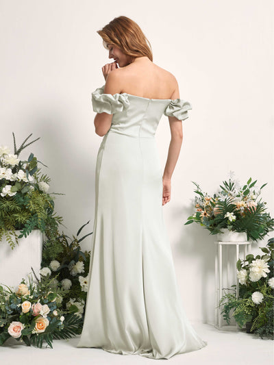 Carlyna Bianca Sheath Ivory Satin Bridesmaid Dress Maxi Sleeveless Cowl Neck Dress Back View #color_ivory