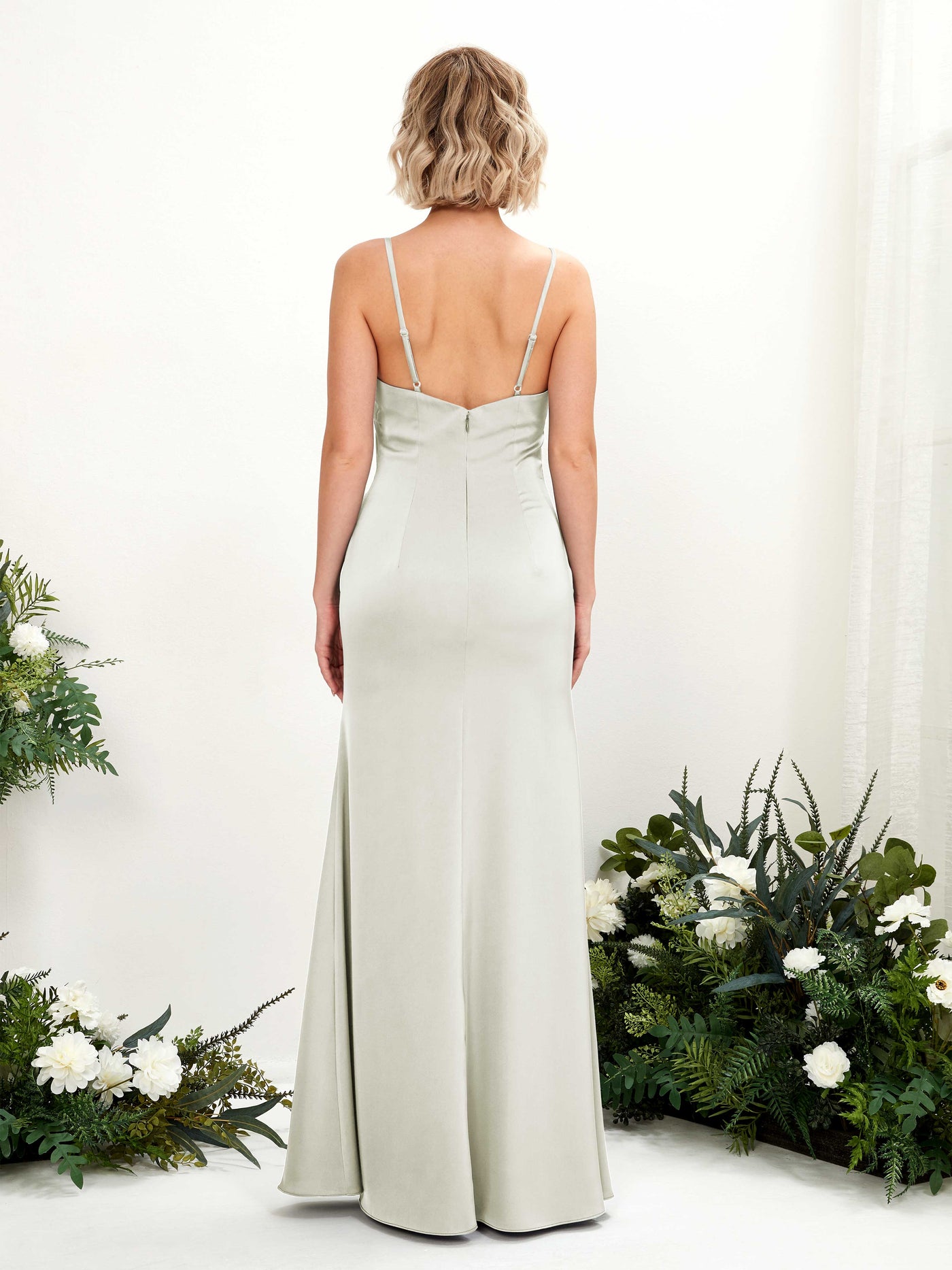 Straps Satin Bridesmaid Dress - Ivory (80223076)#color_ivory