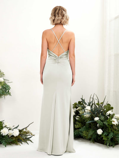Carlyna Regina Mermaid Ivory Satin Bridesmaid Dress Maxi Sleeveless Cowl Neck Dress #color_ivory