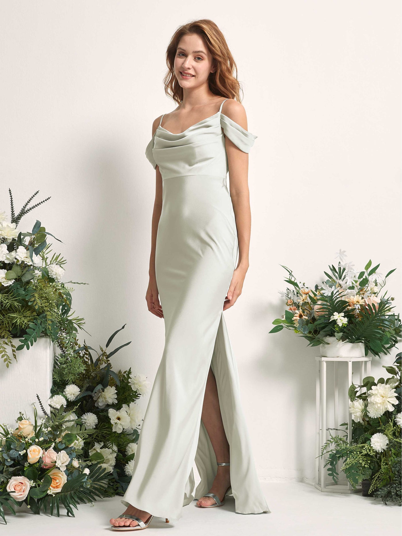 sage green off the shoulder dress Goddiva Soft Satin Wing Cape Maxi Shoulder Sleeves Women's Sage Slinky Off Shoulder