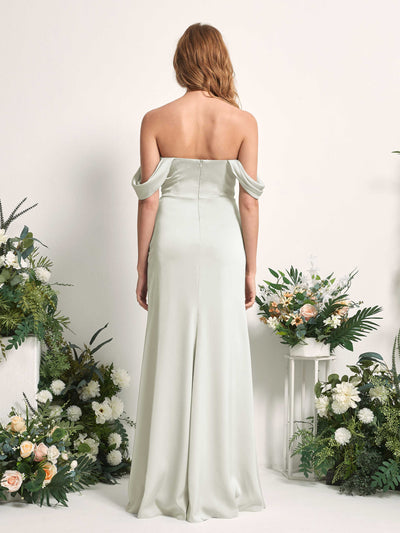 Carlyna Bridget Mermaid Ivory Satin Bridesmaid Dress Maxi Sleeveless Sweetheart Dress Back View #color_ivory