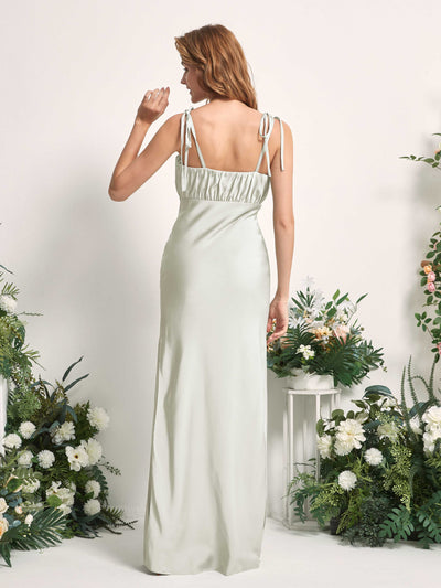 Carlyna Avery Mermaid Ivory Satin Bridesmaid Dress Maxi Sleeveless Sweetheart Dress Back View #color_ivory