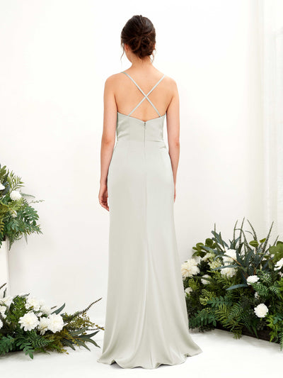 Carlyna Mavis Slim Ivory Satin Bridesmaid Dress Maxi Sleeveless Cowl Neck Dress #color_ivory