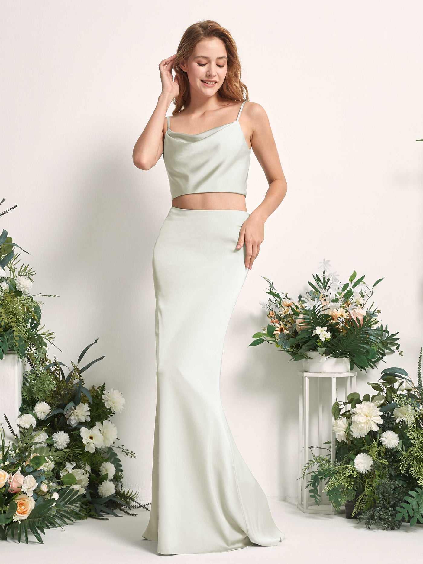 two piece bridesmaid dresses uk Grey Mismatched Bridesmaid Dresses Two Piece Long Bridesmaid Dress ARD1176