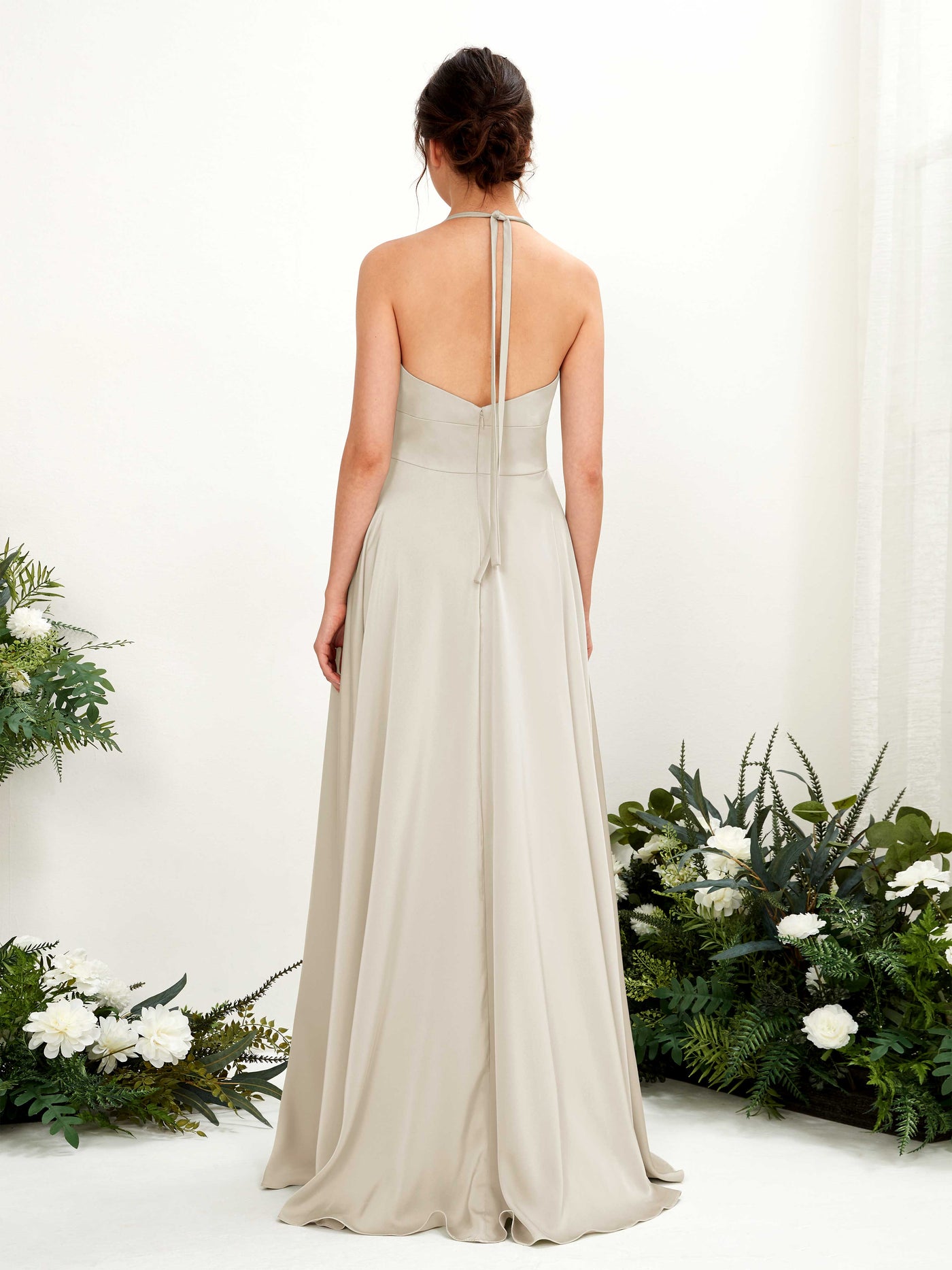 A-line Halter Bridesmaid Dress - Champagne (80223904)#color_champagne
