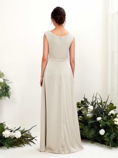 Carlyna Irma A-Line Champagne Satin Bridesmaid Dress Maxi Sleeveless Cowl Neck Dress Back View #color_champagne