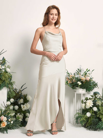 Carlyna Florence Mermaid Champagne Satin Bridesmaid Dress Maxi Sleeveless Cowl Neck Dress Side View 2 #color_champagne