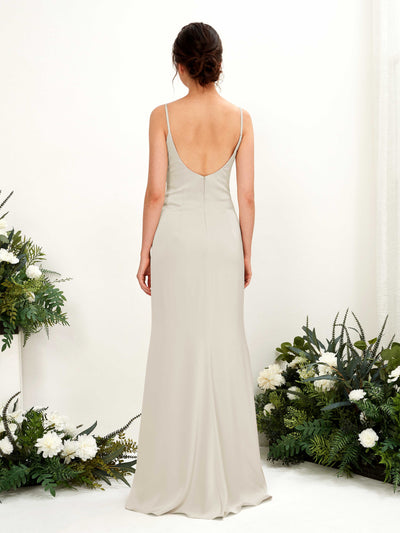 Carlyna Candice Sheath Champagne Satin Bridesmaid Dress Maxi Sleeveless Cowl Neck Dress Back View #color_champagne