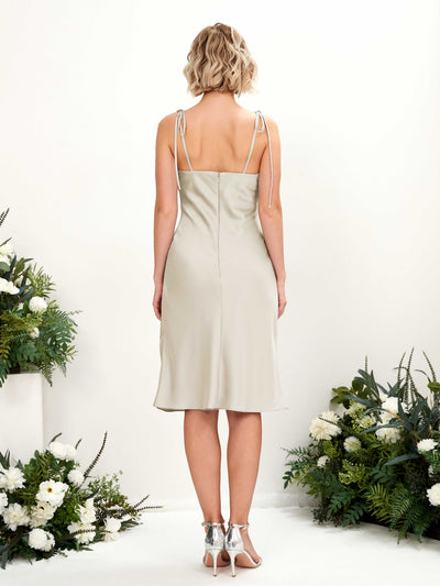 Carlyna Janina Mermaid Champagne Satin Bridesmaid Dress Knee-Length Sleeveless Cowl Neck Dress Back View #color_champagne