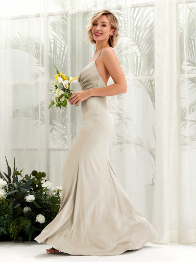 Carlyna Regina Mermaid Champagne Satin Bridesmaid Dress Maxi Sleeveless Cowl Neck Dress #color_champagne