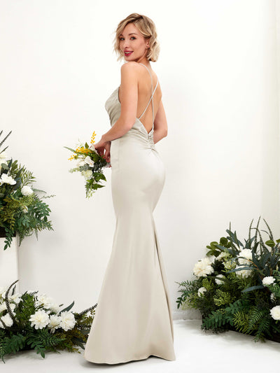 Carlyna Regina Mermaid Champagne Satin Bridesmaid Dress Maxi Sleeveless Cowl Neck Dress #color_champagne