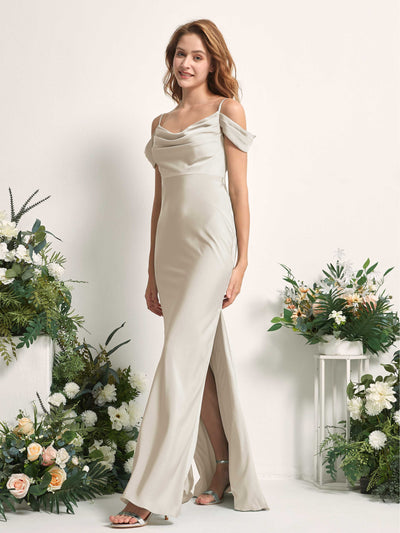 Carlyna Alexis Mermaid Champagne Satin Bridesmaid Dress Maxi Sleeveless Cowl Neck Dress Side View 2 #color_champagne