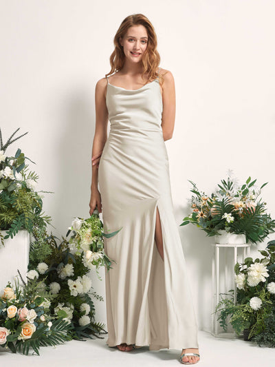 Carlyna Miranda Mermaid Champagne Satin Bridesmaid Dress Maxi Sleeveless Cowl Neck Dress #color_champagne
