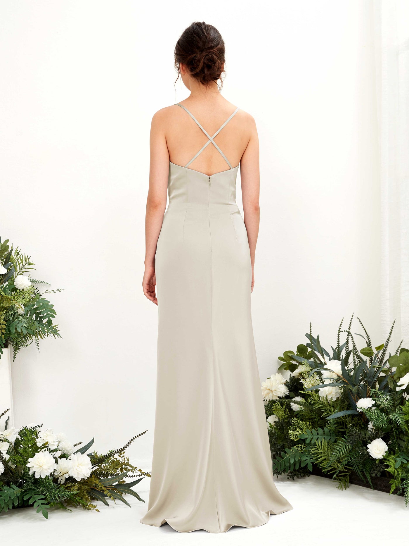 Straps Sleeveless Satin Bridesmaid Dress - Champagne (80222404)#color_champagne