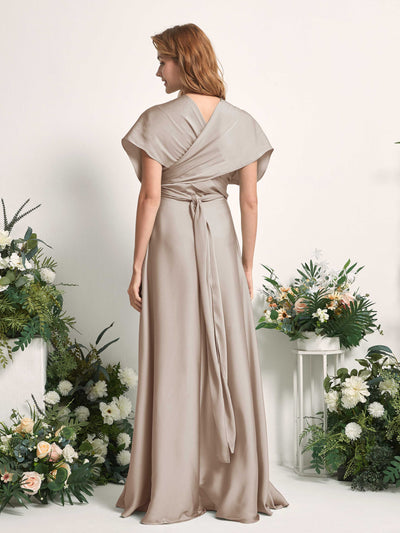 Carlyna Mirabelle Convertible Taupe Satin Bridesmaid Dress Maxi Sleeveless Sweetheart Dress #color_taupe