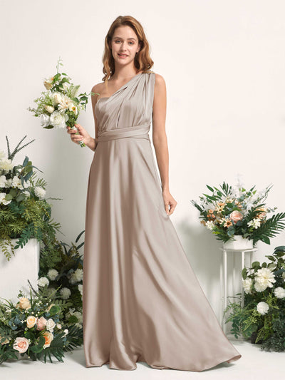 Carlyna Mirabelle Convertible Taupe Satin Bridesmaid Dress Maxi Sleeveless Sweetheart Dress #color_taupe
