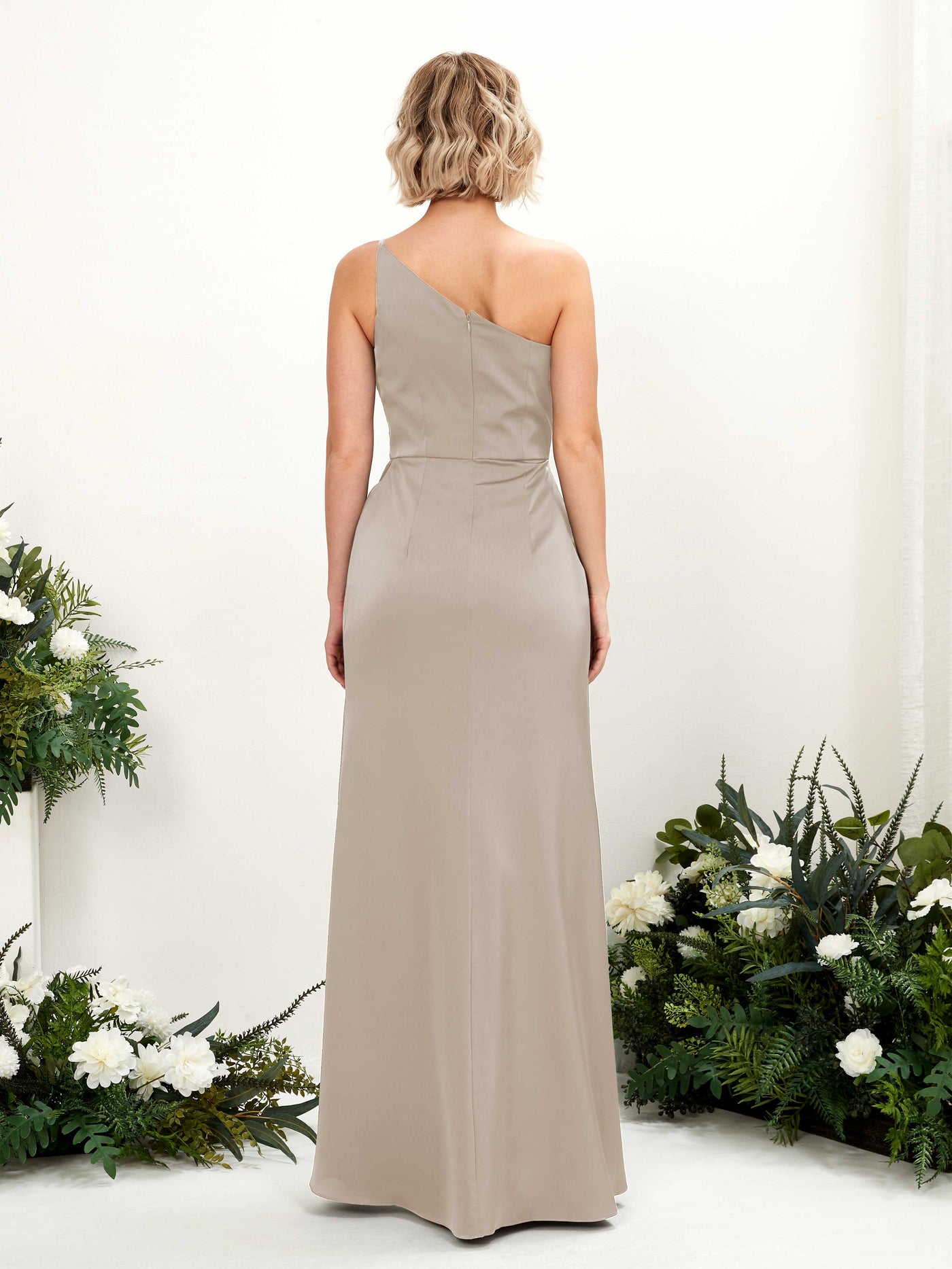 One Shoulder Sleeveless Satin Bridesmaid Dress - Taupe (80220502)#color_taupe
