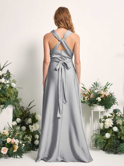 Carlyna Mirabelle Convertible Dove Satin Bridesmaid Dress Maxi Sleeveless Sweetheart Dress #color_dove