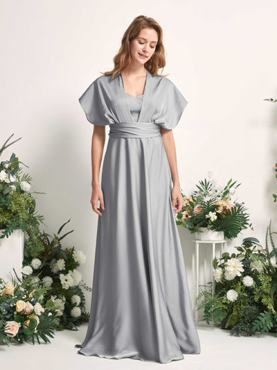Carlyna Mirabelle Convertible Dove Satin Bridesmaid Dress Maxi Sleeveless Sweetheart Dress #color_dove