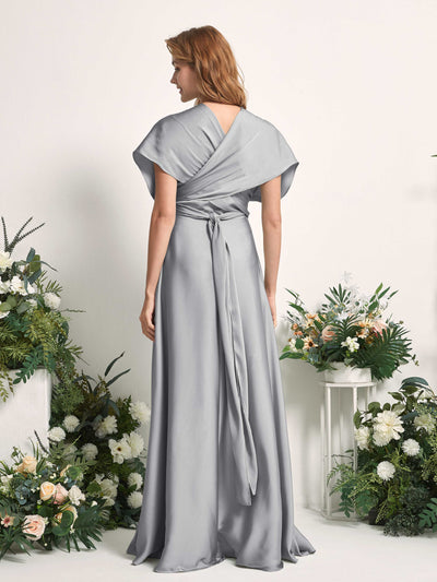 Carlyna Mirabelle Convertible Dove Satin Bridesmaid Dress Maxi Sleeveless Sweetheart Dress #color_dove