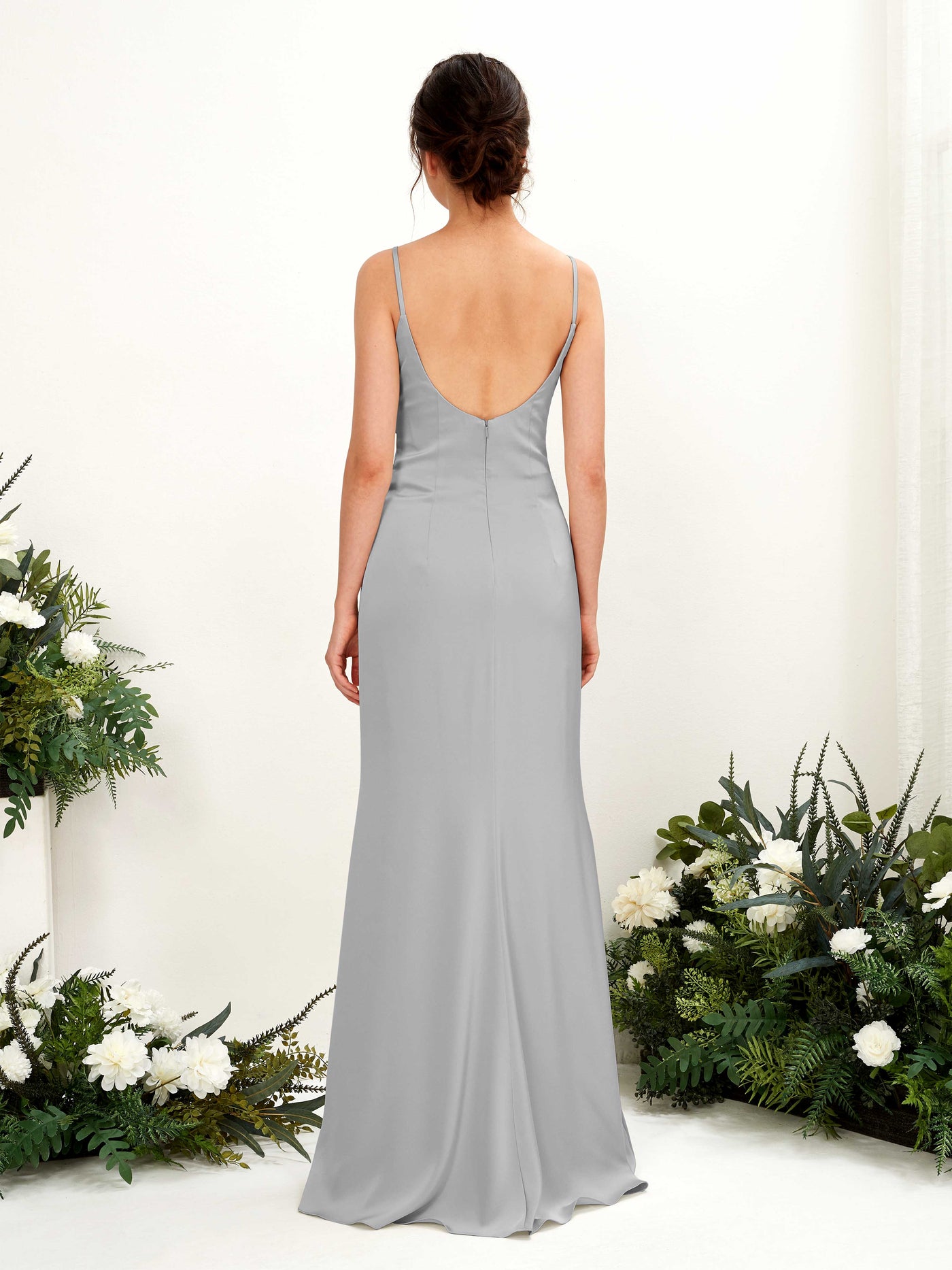 Straps Sleeveless Satin Bridesmaid Dress - Dove (80221711)#color_dove