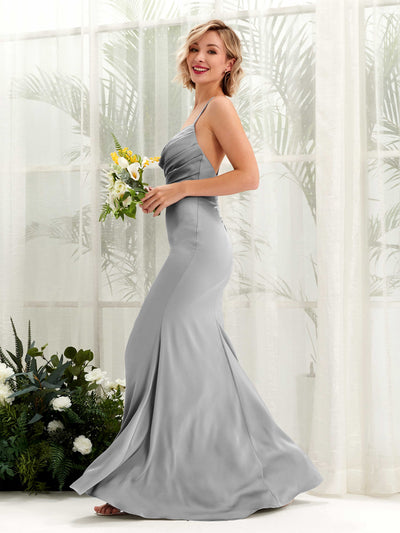 Carlyna Regina Mermaid Dove Satin Bridesmaid Dress Maxi Sleeveless Cowl Neck Dress #color_dove