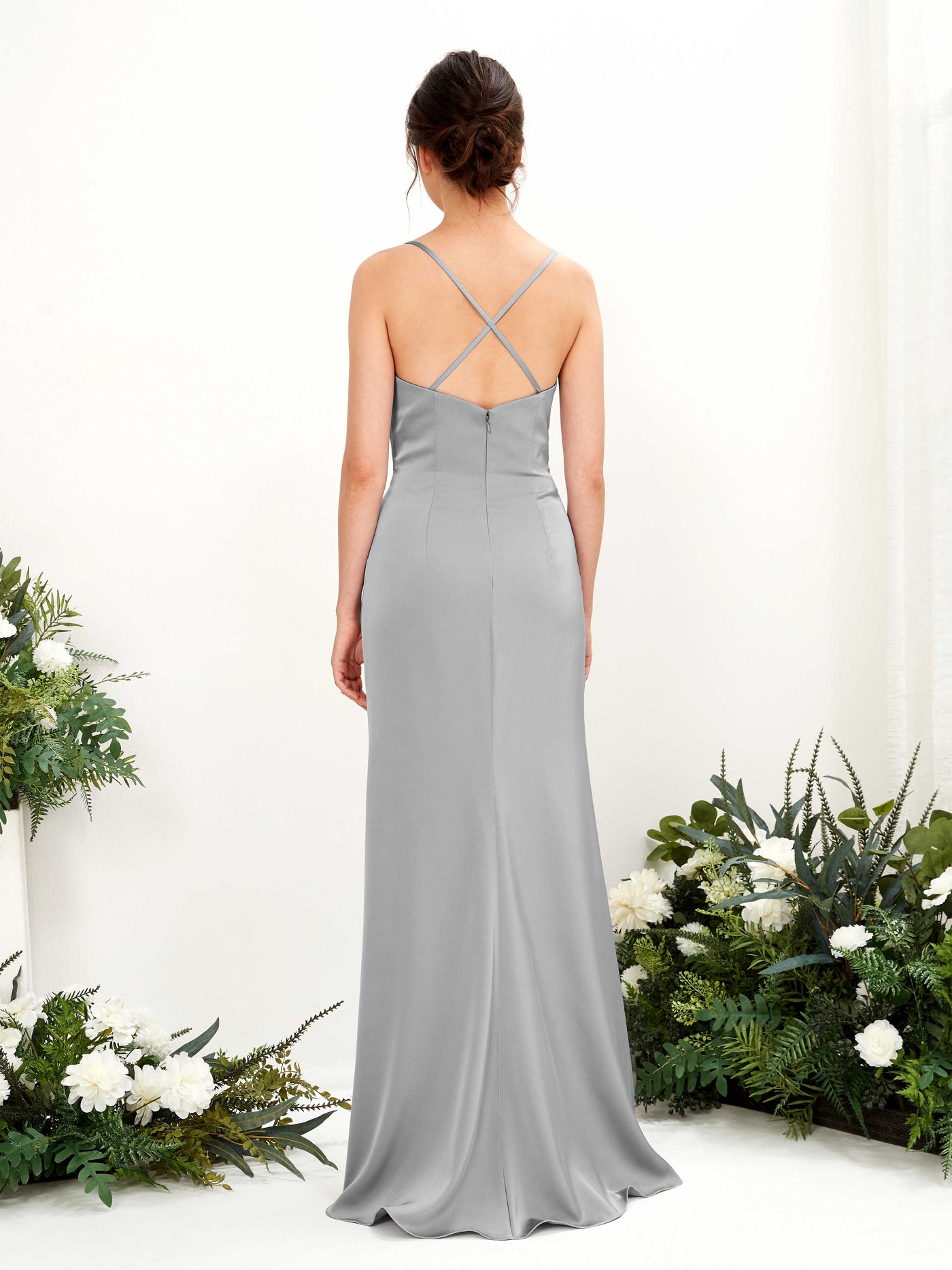 Straps Sleeveless Satin Bridesmaid Dress - Dove (80222411)#color_dove