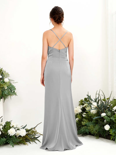 Carlyna Mavis Slim Dove Satin Bridesmaid Dress Maxi Sleeveless Cowl Neck Dress #color_dove