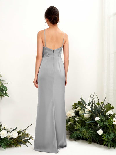 Carlyna Cathy Mermaid Dove Satin Bridesmaid Dress Maxi Sleeveless Sweetheart Dress Back View #color_dove