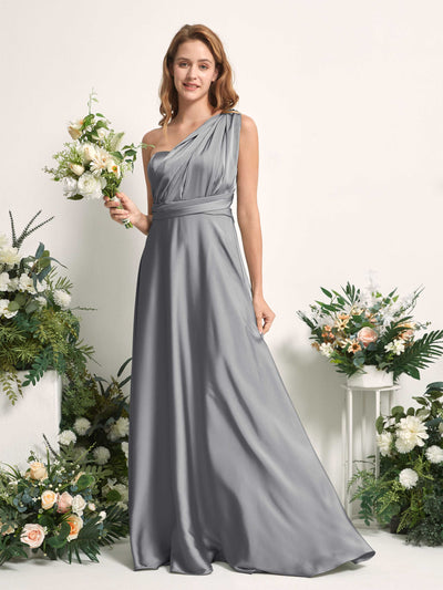 Carlyna Mirabelle Convertible Steel Gray Satin Bridesmaid Dress Maxi Sleeveless Sweetheart Dress #color_steel-gray