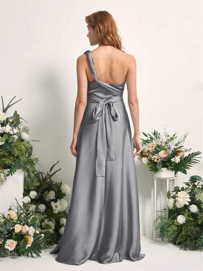 Carlyna Mirabelle Convertible Steel Gray Satin Bridesmaid Dress Maxi Sleeveless Sweetheart Dress #color_steel-gray