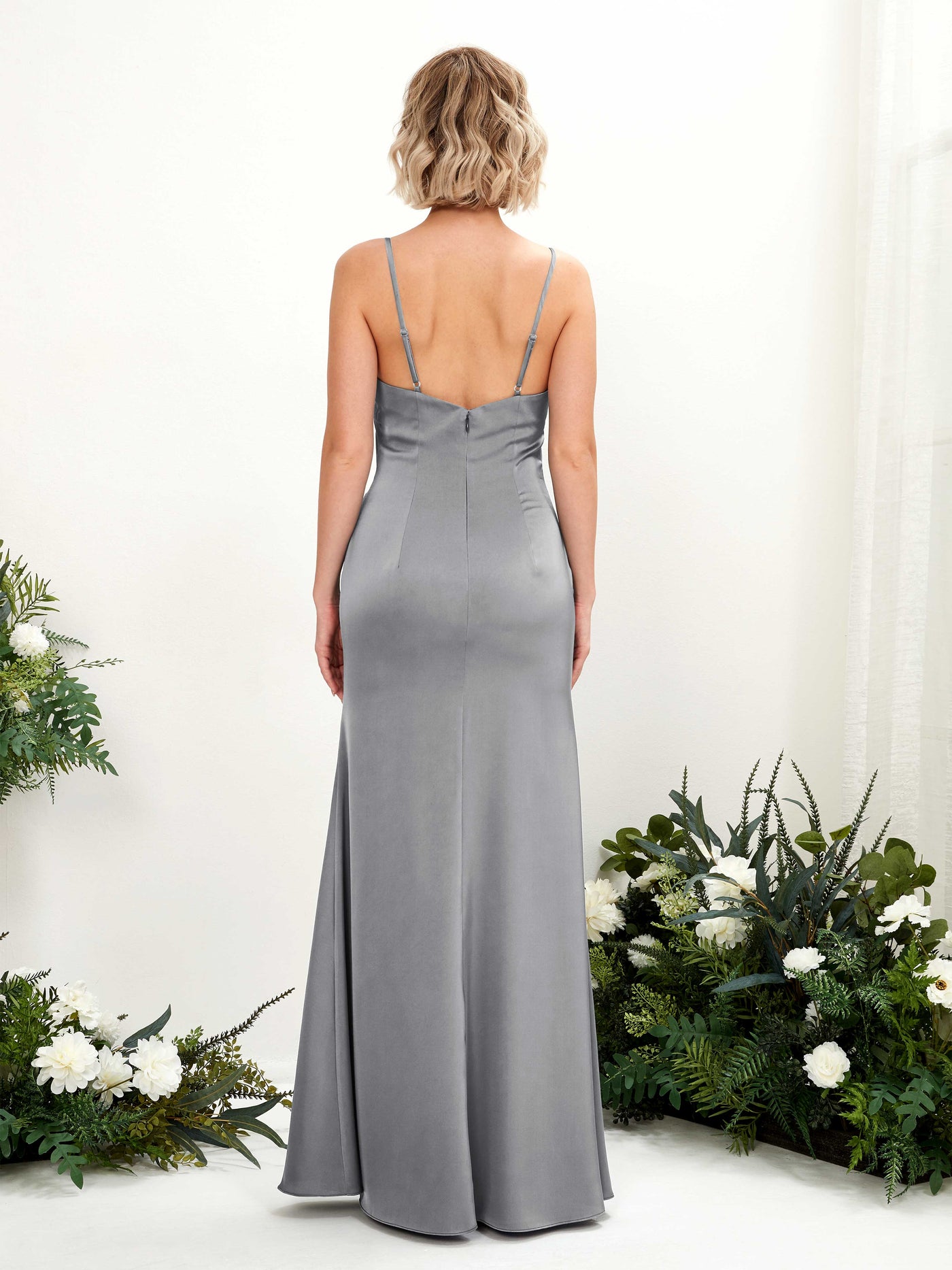 Straps Satin Bridesmaid Dress - Steel Gray (80223007)#color_steel-gray