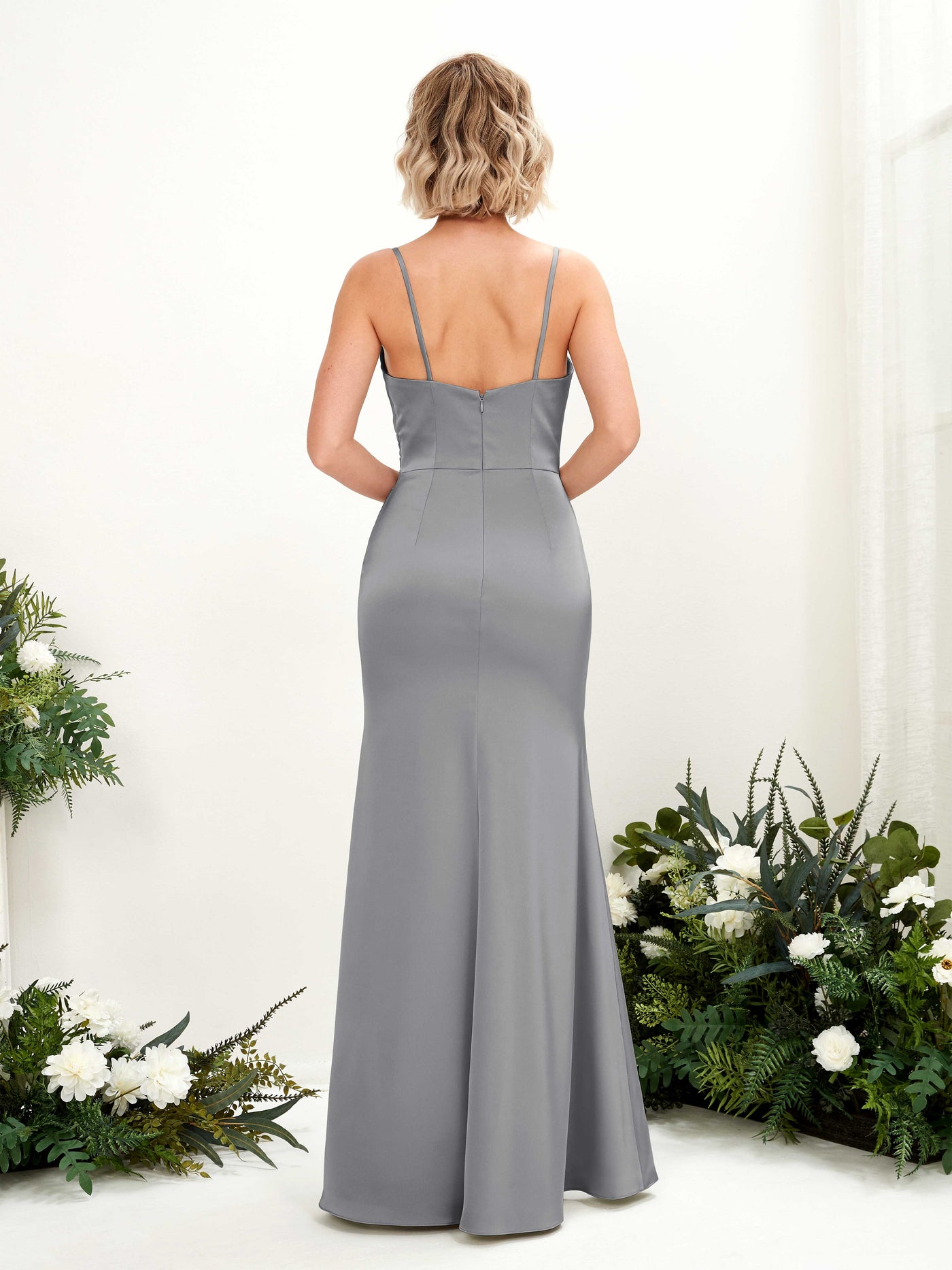 Spaghetti-straps Sweetheart Satin Bridesmaid Dress - Steel Gray (80223207)#color_steel-gray