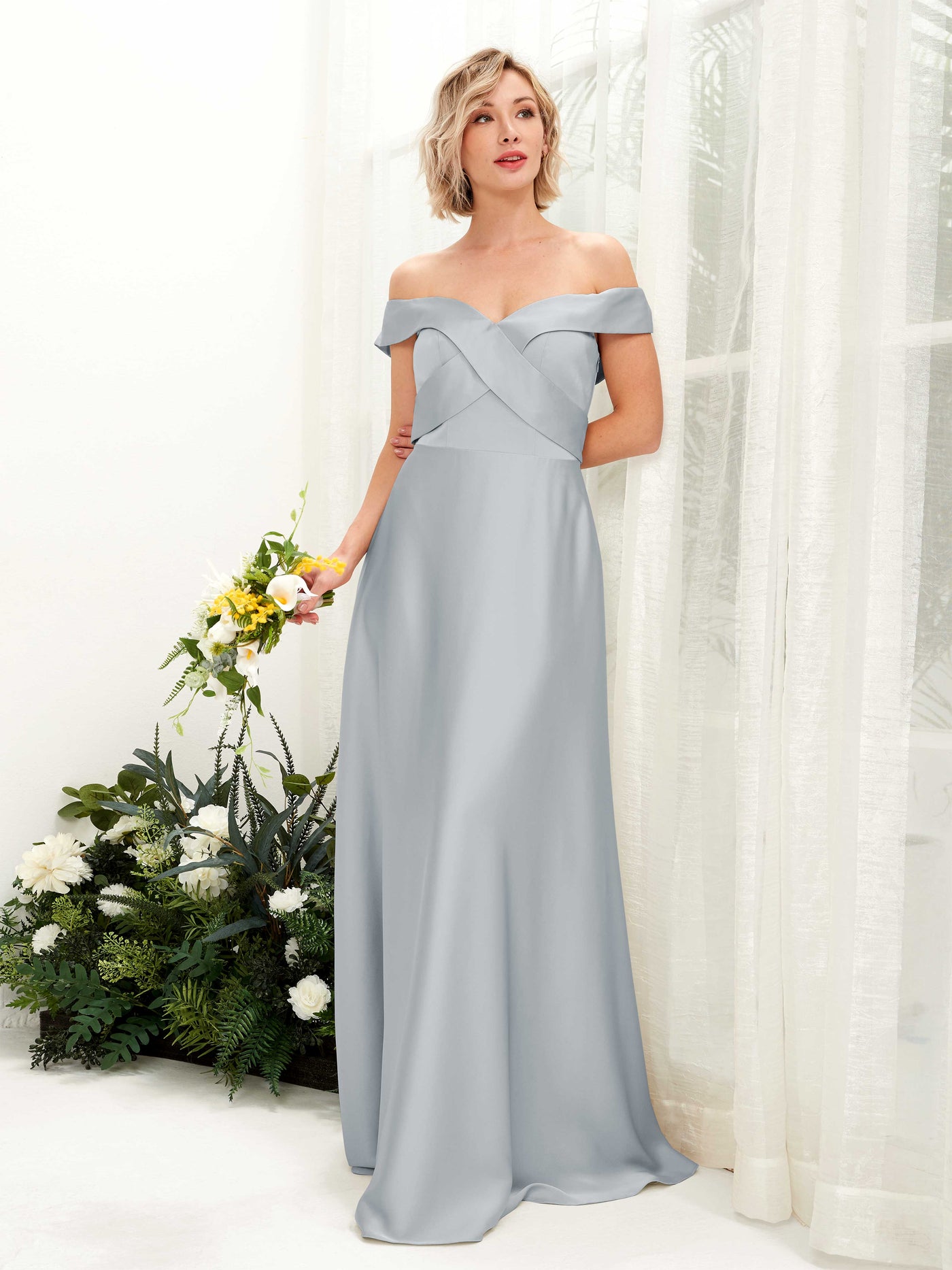 A-line Ball Gown Off Shoulder Sweetheart Satin Bridesmaid Dress - Baby Blue (80224201)#color_baby-blue