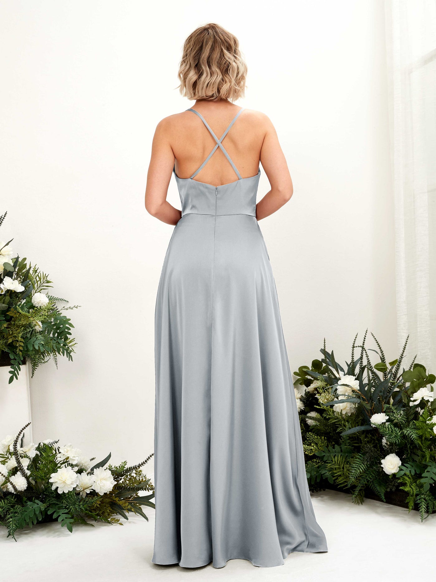 A-line Ball Gown Straps Satin Bridesmaid Dress - Baby Blue (80222201)#color_baby-blue