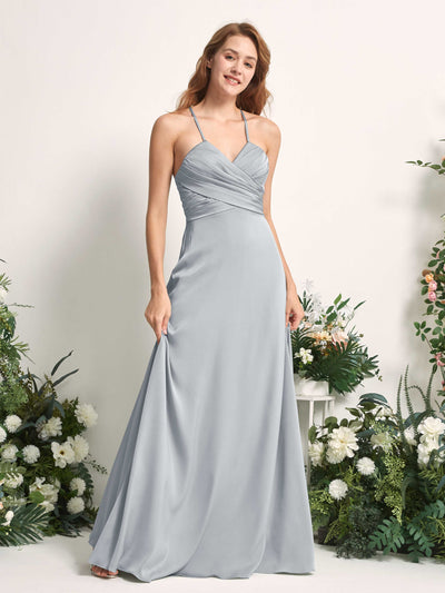 Carlyna Allison A-Line Baby Blue Satin Bridesmaid Dress Maxi Sleeveless V-Neck Dress Side View 2 #color_baby-blue
