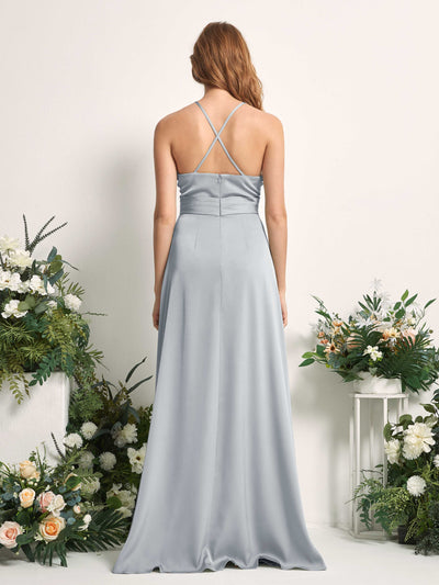 Carlyna Allison A-Line Baby Blue Satin Bridesmaid Dress Maxi Sleeveless V-Neck Dress Back View #color_baby-blue