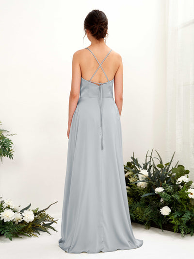 Carlyna Theresa A-Line Baby Blue Satin Bridesmaid Dress Maxi Sleeveless Cowl Neck Dress #color_baby-blue