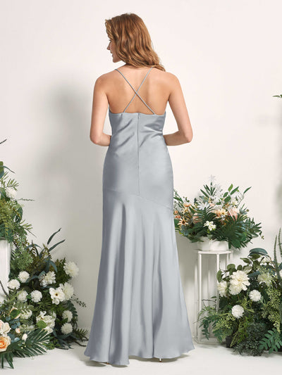 Carlyna Florence Mermaid Baby Blue Satin Bridesmaid Dress Maxi Sleeveless Cowl Neck Dress Back View #color_baby-blue