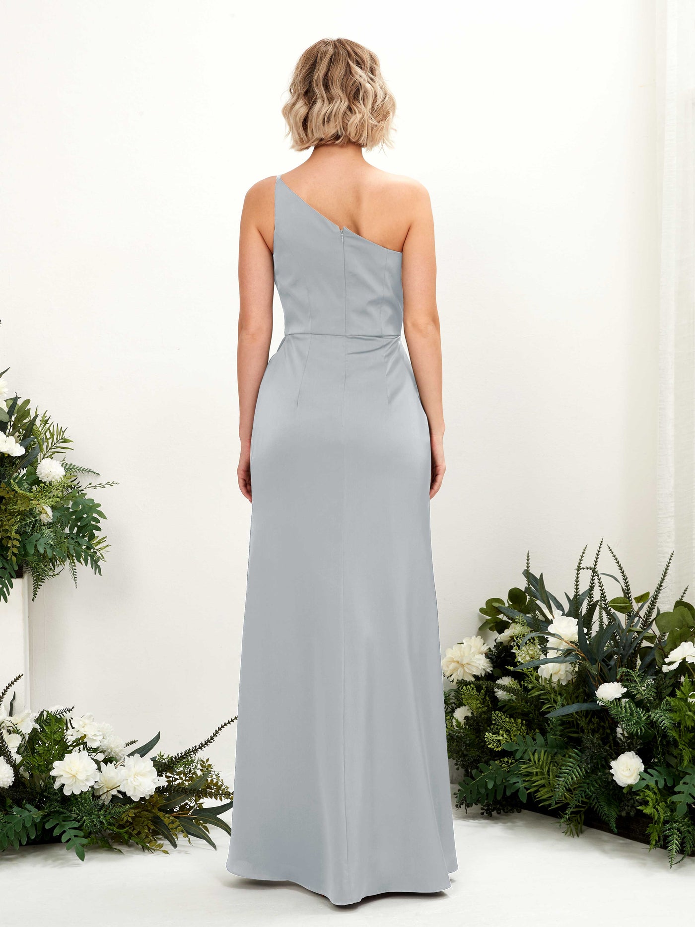 One Shoulder Sleeveless Satin Bridesmaid Dress - Baby Blue (80220501)#color_baby-blue