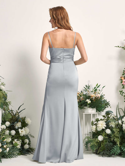 Carlyna Faye Mermaid Baby Blue Satin Bridesmaid Dress Maxi Sleeveless Sweetheart Dress Back View #color_baby-blue