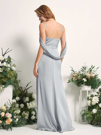 Carlyna Freya Mermaid Baby Blue Satin Bridesmaid Dress Maxi Sleeveless V-Neck Dress Back View #color_baby-blue